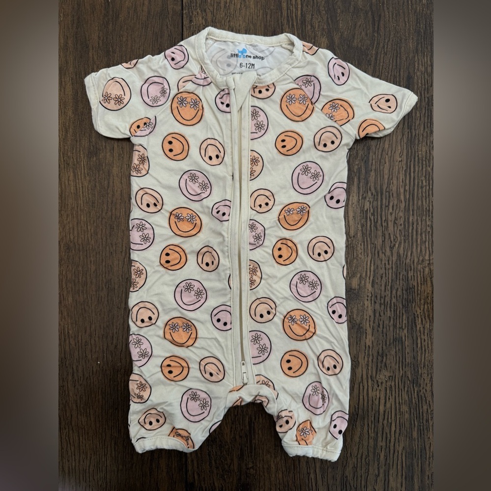 Smiley Face Kids One Piece - Cream and Orange